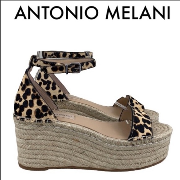 SOLD Leopard Print Jute Platform Wedge Espadrille Sandal - Picture 2 of 11